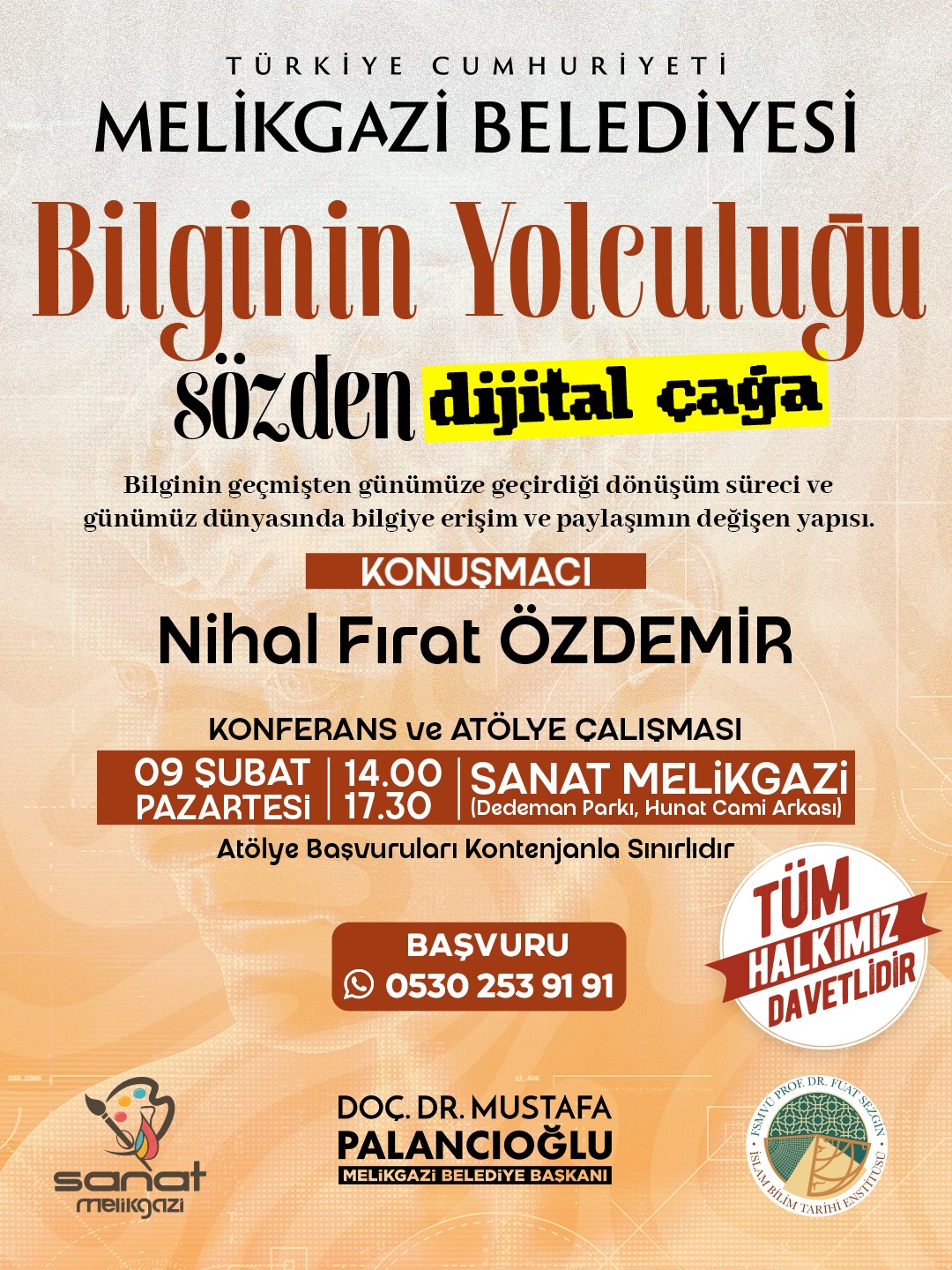 SANAT MELİKGAZİ’DE KONFERANS VE ATÖLYE BİR ARADA YAPILACAK