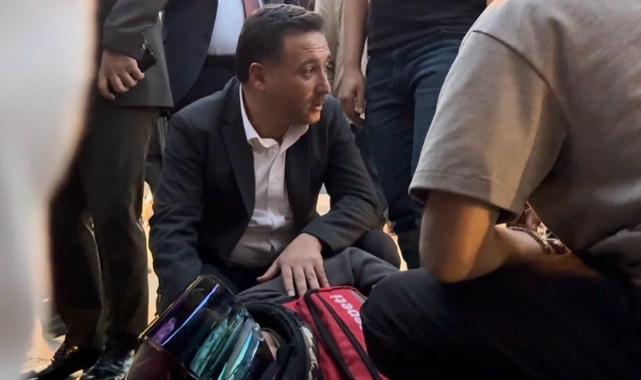 VALİ ÇİÇEKTEN KAZAYAPAN MOTOSİKLET SÜRÜCÜSÜNE ANINDA MÜDAHALE